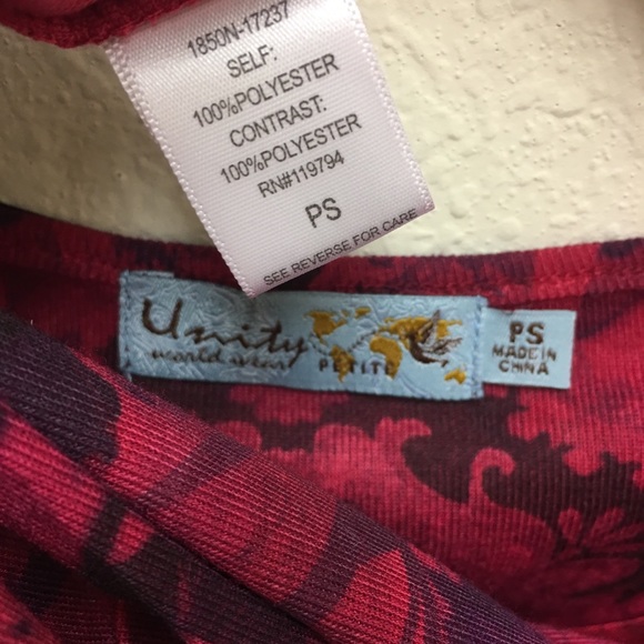 UNITY WORLD WEAR Small PS Blouse NWOT Never Worn - Picture 6 of 8